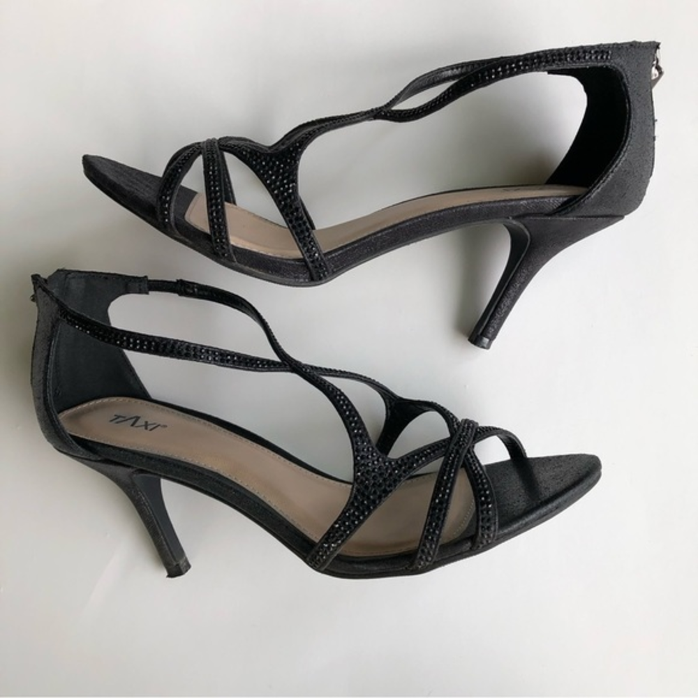 Taxi Sandals Women's Stilletto Embellished Strappy Size 10